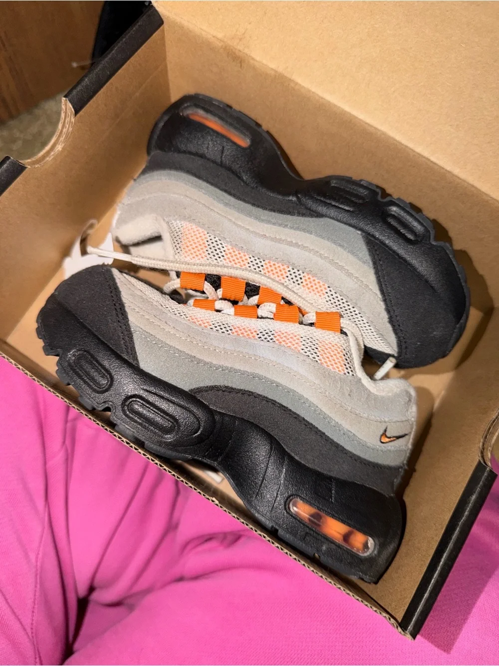 Nike Kids Black, Gray and Orange Air Max Style Sneakers